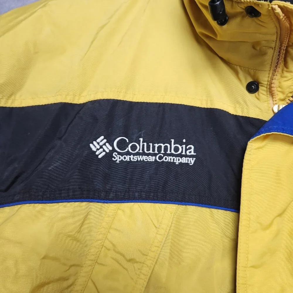 VTG Columbia Mens‎ Jacket size Large Yellow Zip Up Front Insulated Fleece Lined